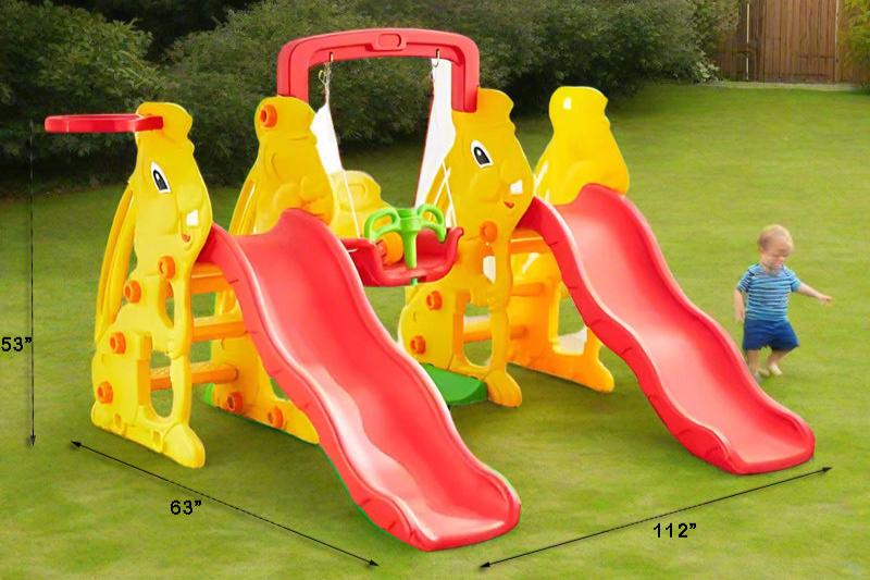 KIDS TWIN SLIDE + SWING L-112" W-63" H-53"